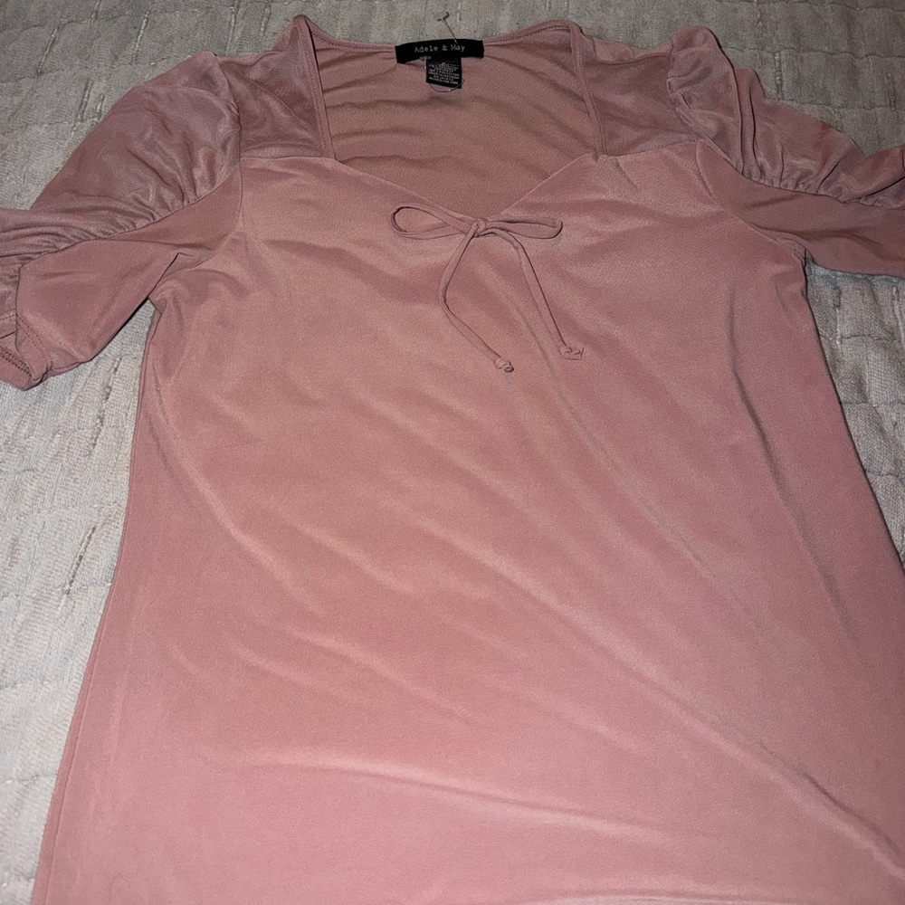 Chic Blush Blouse with Puff Sleeves